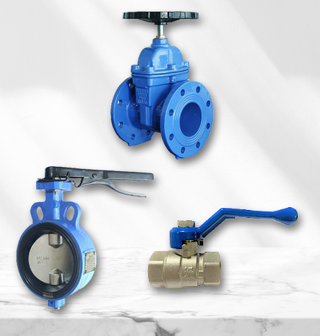 different types of valves on white background, products offered by The Piper