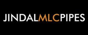 Jindal MLC Pipes logo in white on black color background.