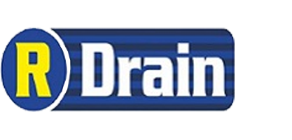 RDrain logo in yellow and white on blue color background.