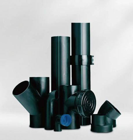 Wavin HDPE pipe showcase on grey color background