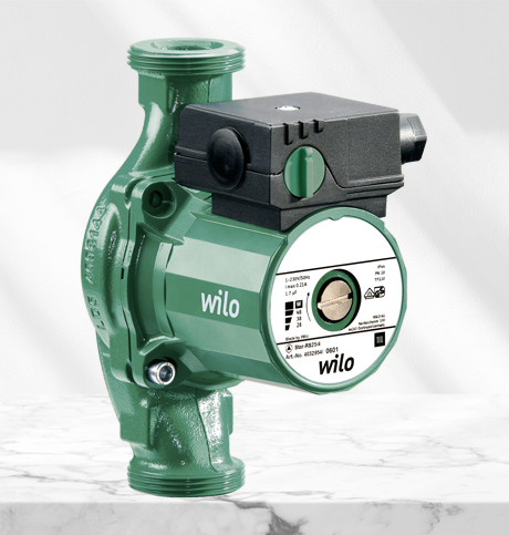 Wilo Pump Star RS in green and black color on grey color background.